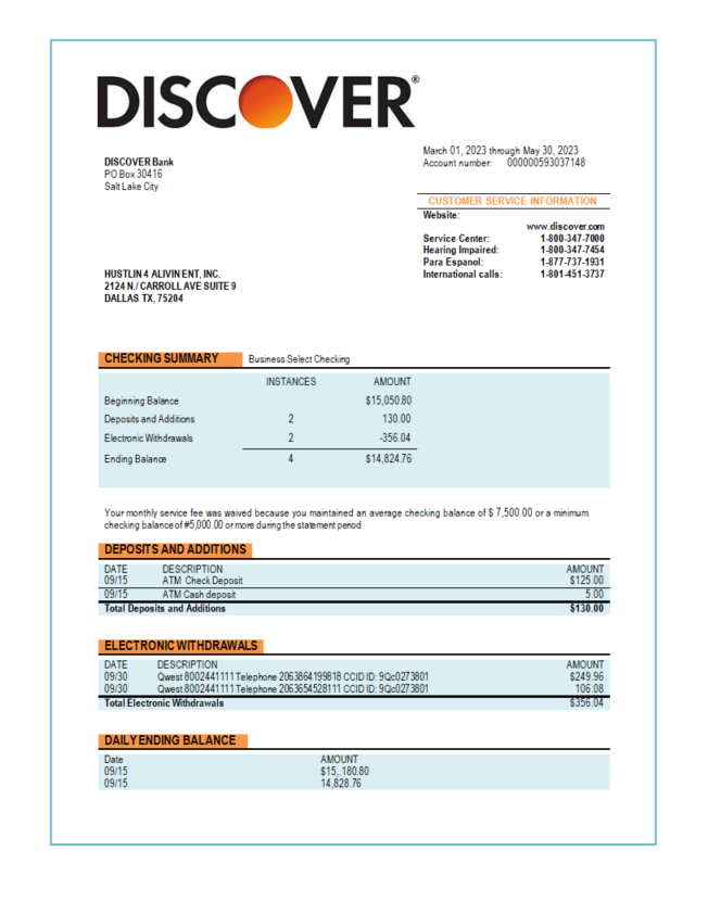Découvrez le modèle Word et PDF de relevé d'activité bancaire